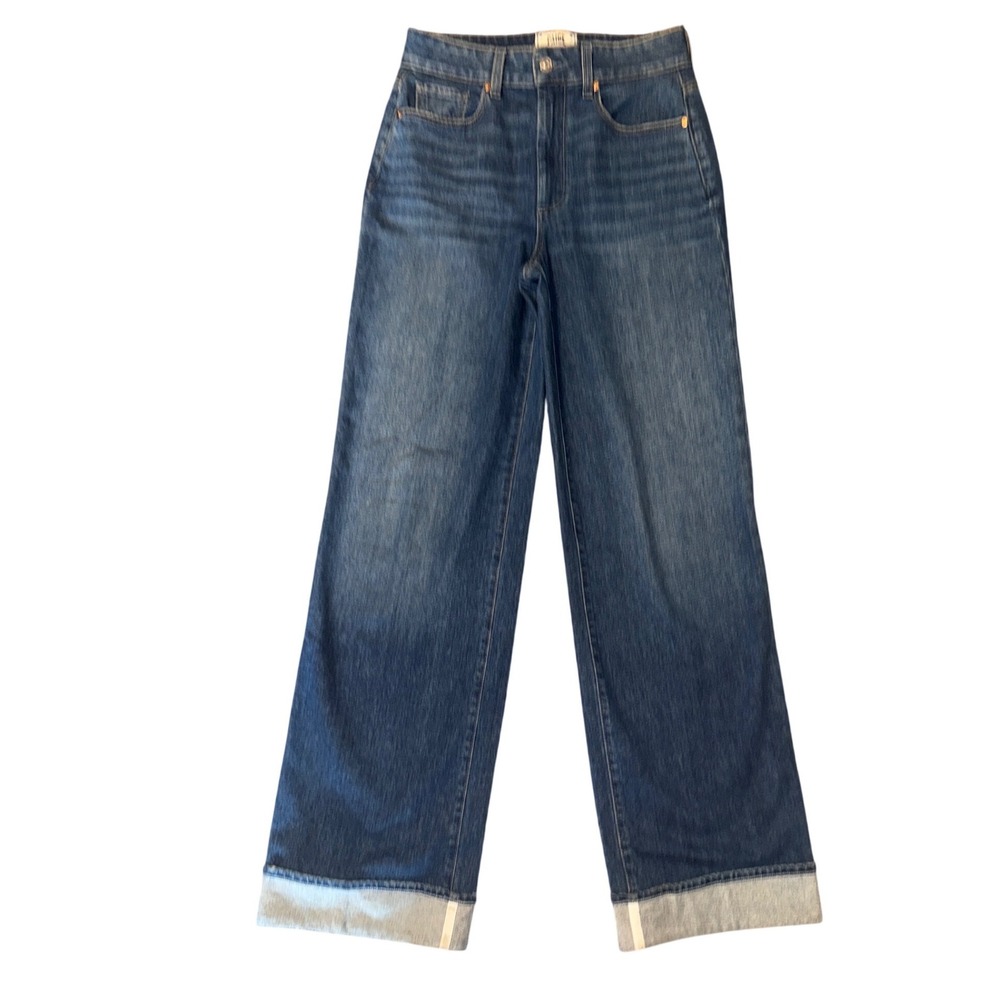 Paige Sasha Wide Leg Cuff Jeans Nadira Medium Wash High Rise 28 - Picture 6 of 8